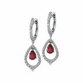 14K White Gold 6x4mm Pear Shaped Genuine Ruby and 1/4 CTW Diamond Earrings